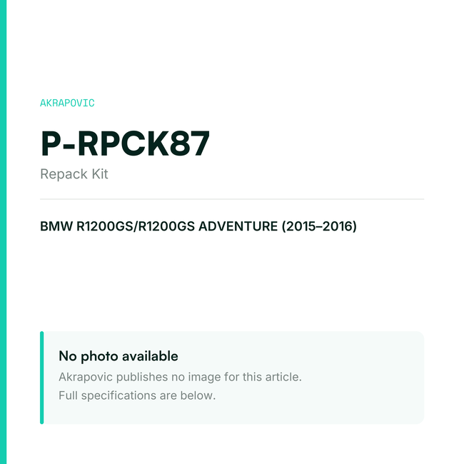 Akrapovic Repack Kit P-RPCK87 — placeholder, no manufacturer photo available