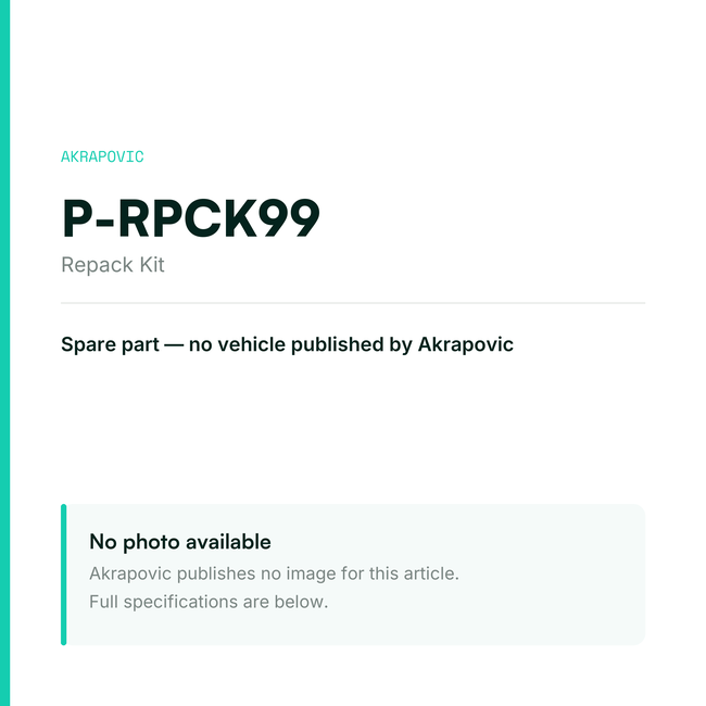 Akrapovic Repack Kit P-RPCK99 — placeholder, no manufacturer photo available
