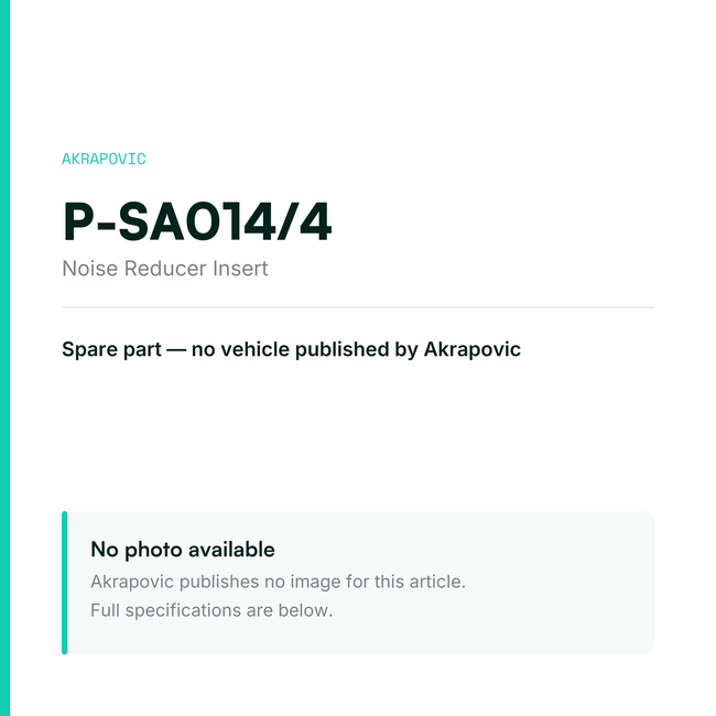 Akrapovic Noise Reducer Insert P-SA014/4 — placeholder, no manufacturer photo available