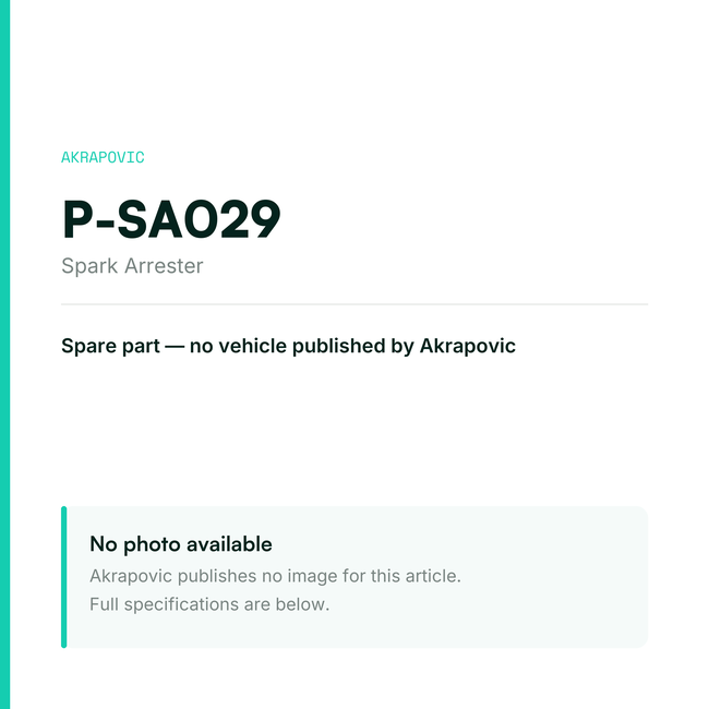 Akrapovic Spark Arrester P-SA029 — placeholder, no manufacturer photo available