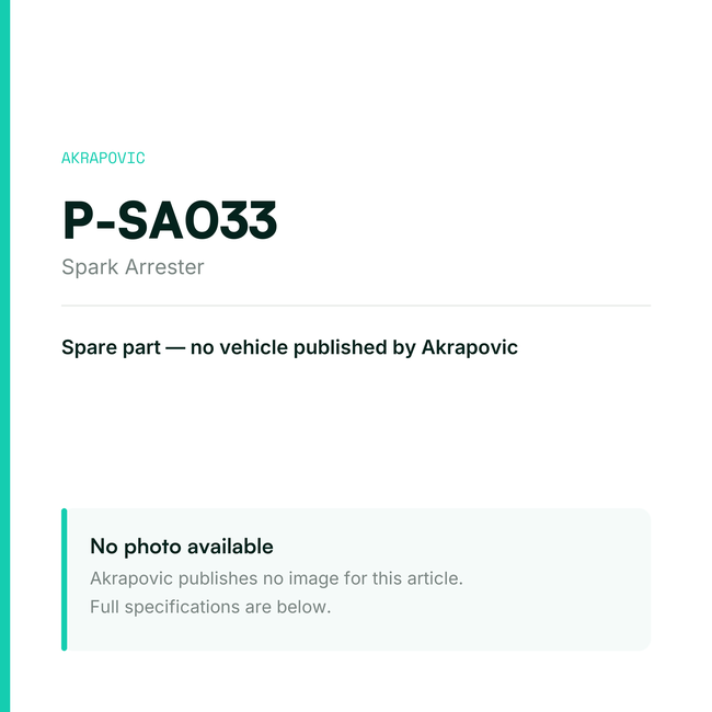Akrapovic Spark Arrester P-SA033 — placeholder, no manufacturer photo available