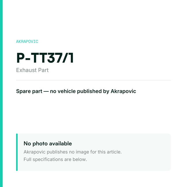 Akrapovic Exhaust Part P-TT37/1 — placeholder, no manufacturer photo available