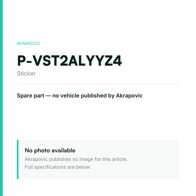 Akrapovic Sticker P-VST2ALYYZ4 — placeholder, no manufacturer photo available