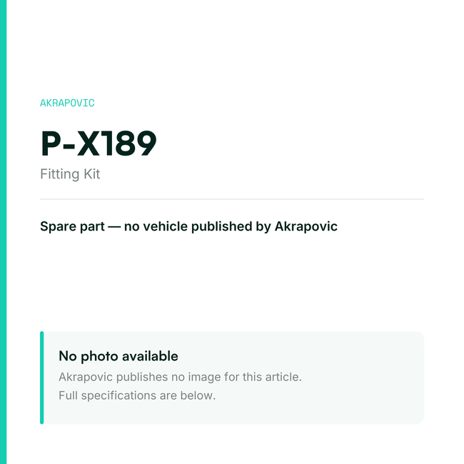 Akrapovic Fitting Kit P-X189 — placeholder, no manufacturer photo available