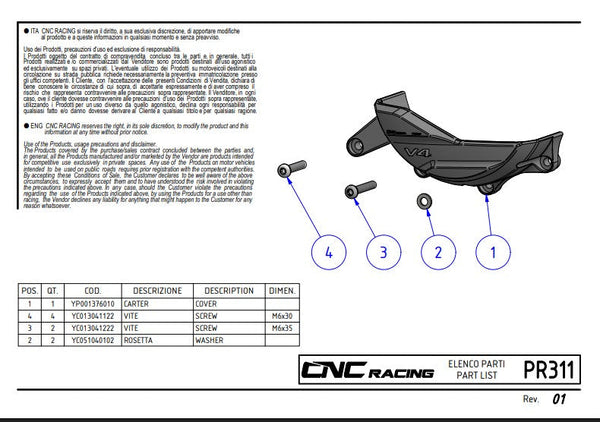 CNC Racing PR311BPR alternator cover Pramac Racing Limited Edition black silver Ducati Panigale V4