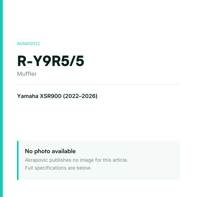 Akrapovic Muffler R-Y9R5/5 — placeholder, no manufacturer photo available