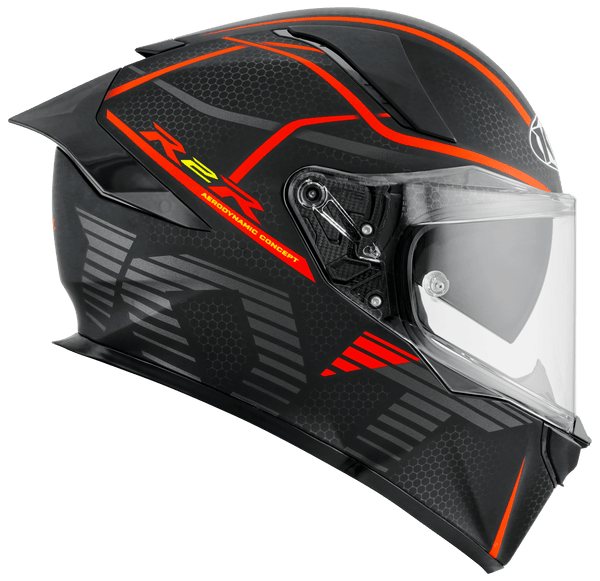 KYT R2R helmet Concept matte black and red full-face view