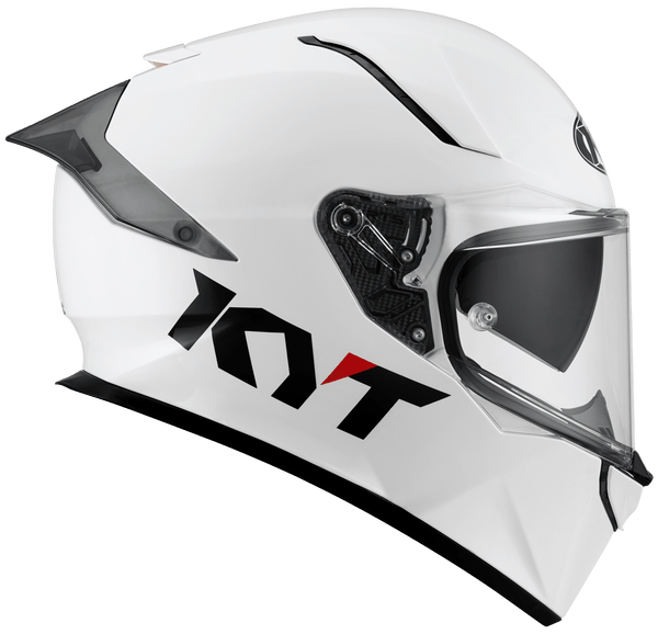 KYT R2R full-face helmet in plain white, front three-quarter view