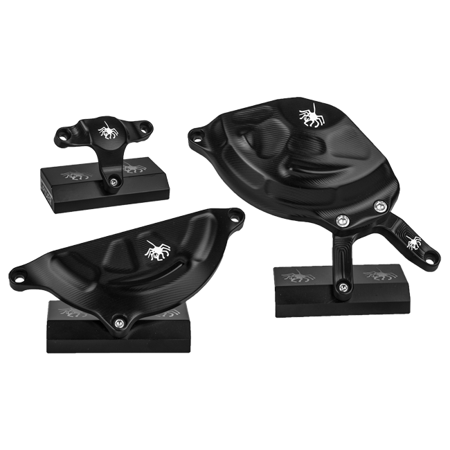Spider Racing black anodised aluminium engine cover guard for Yamaha YZF-R3 2015–2026