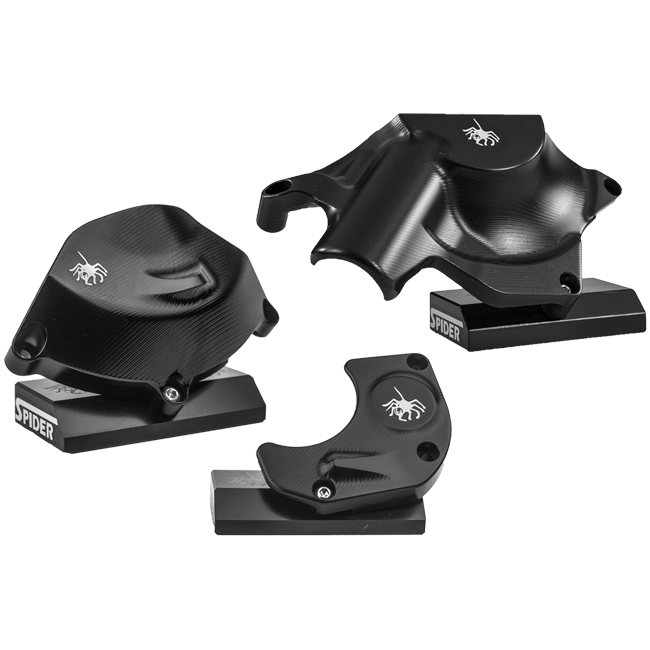 Spider Racing black anodised aluminium engine case cover for Yamaha YZF-R6 RJ11 RJ15 RJ27 2006-2026
