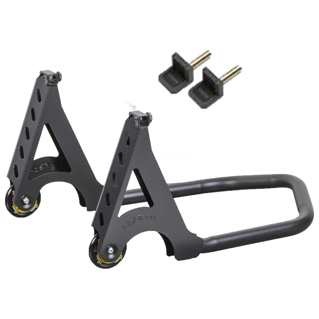 LighTech RSF21P black lacquered steel rear paddock stand with adjustable sliding pad receivers