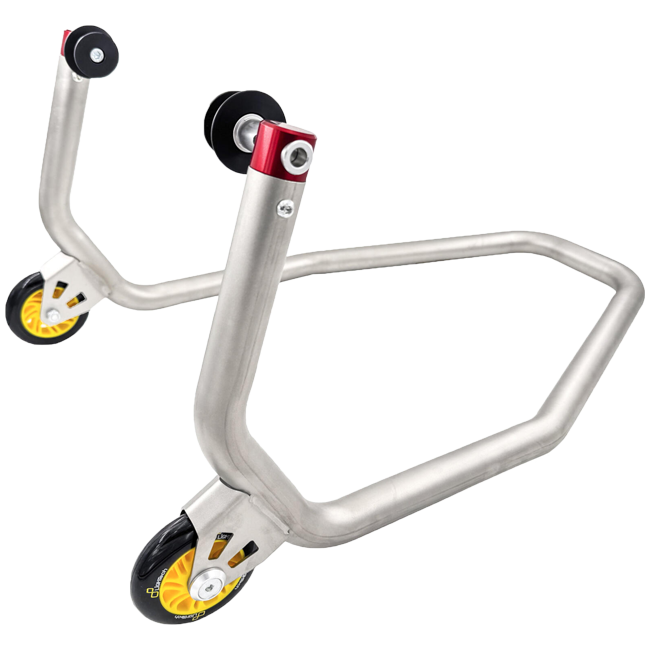 LighTech RSS005R stainless steel rear paddock stand with roller receivers