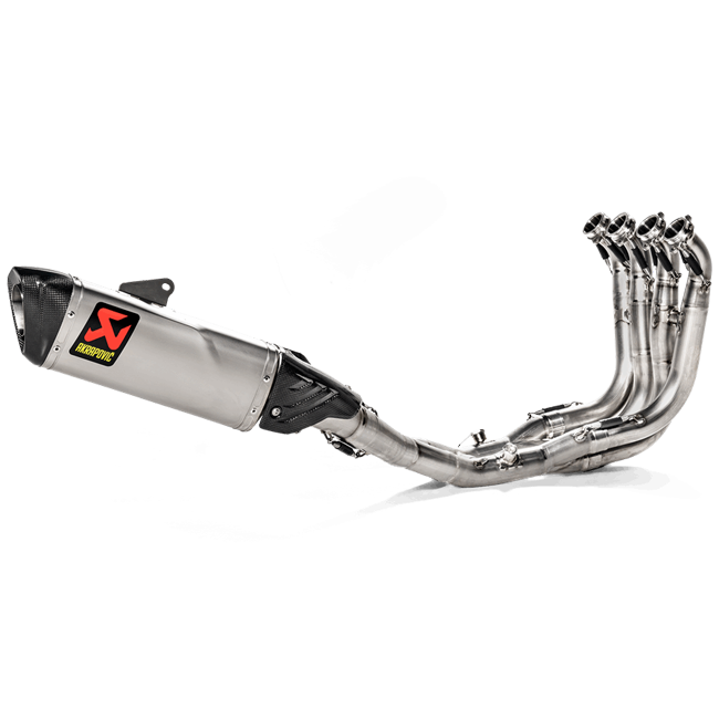 Akrapovic Evolution Line Titanium full exhaust system on BMW S1000RR K67, hexagonal silencer with carbon end cap
