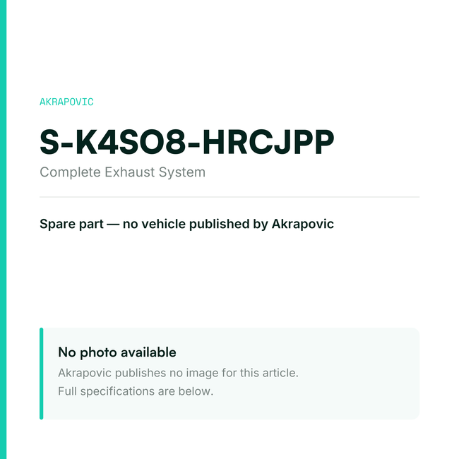 Akrapovic Complete Exhaust System S-K4SO8-HRCJPP — placeholder, no manufacturer photo available