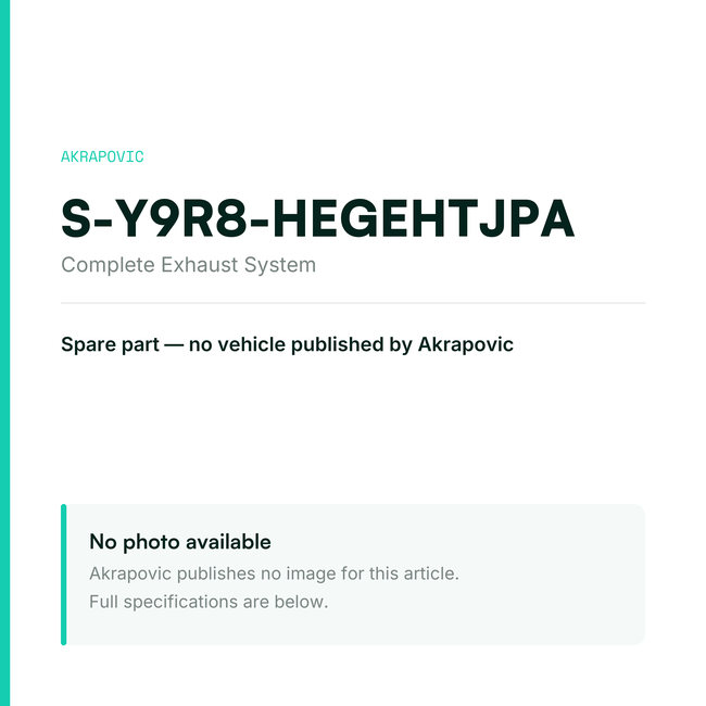 Akrapovic Complete Exhaust System S-Y9R8-HEGEHTJPA — placeholder, no manufacturer photo available