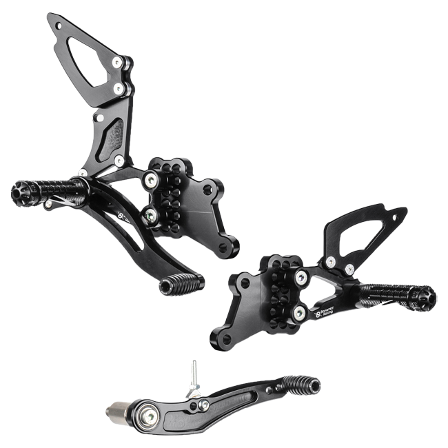 Bonamici Racing S004 rearsets for Suzuki GSX-R 600/750 2006-2010, black anodised CNC aluminium