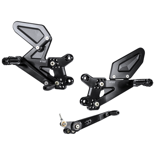 Bonamici Racing S011 rearset kit for Suzuki GSX-R 1000 2017-2023, black anodised aluminium