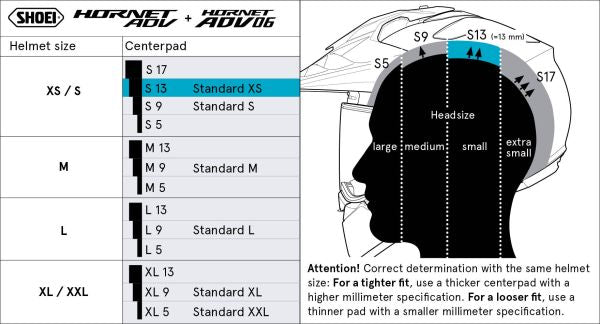 Shoei Head Pad S13 Type-H for Hornet ADV 06 / Hornet ADV