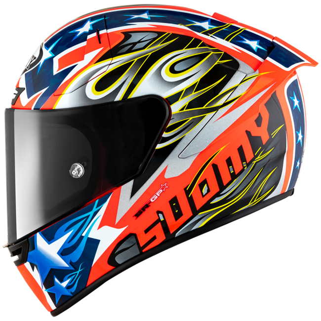 Suomy SR-GP Evo full-face racing helmet in Glory Race livery
