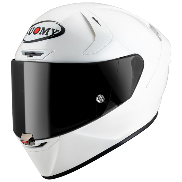 Suomy SR-GP Evo full-face helmet in plain pearl white gloss finish