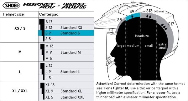 Shoei Head Pad S9 Type-H for Hornet ADV 06 / Hornet ADV