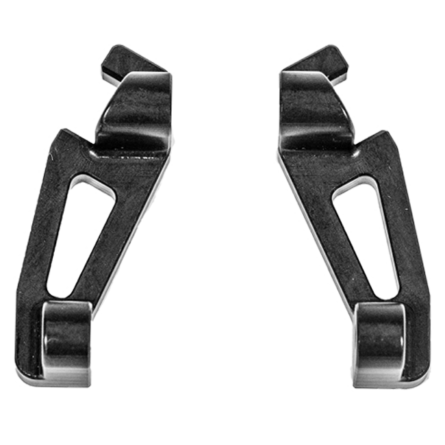 TGP anodised black aluminium mudguard bracket for Öhlins SBK fork on Ducati Panigale V4