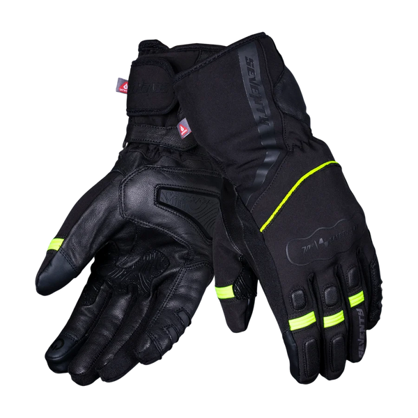 Seventy Degrees Gobi Winter-Motorradhandschuhe – Herren – Schwarz / Neongelb