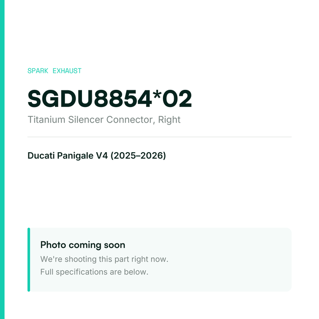 Spark Exhaust Titanium Silencer Connector Right Ducati Panigale V4 (2025-2026) SGDU8854*02 — placeholder, product photo coming soon