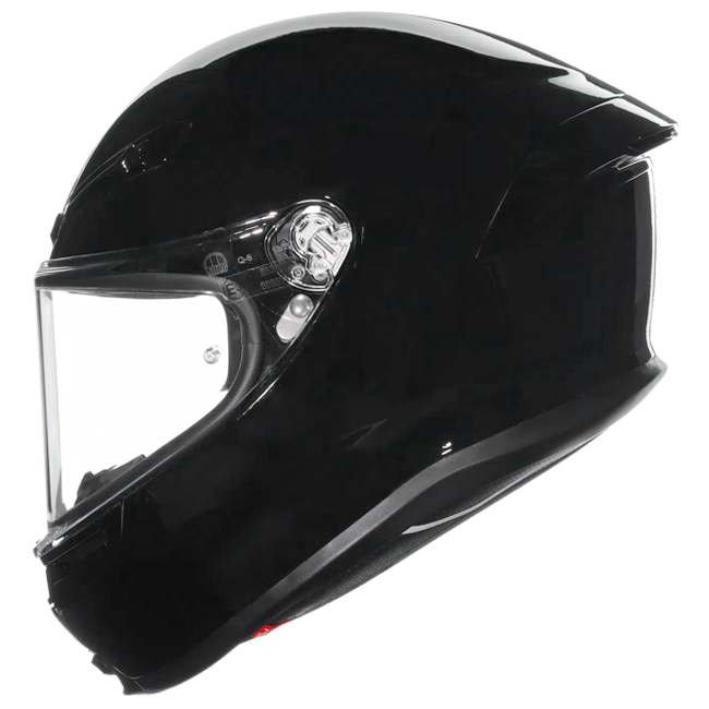 AGV K6 S full-face helmet in gloss black, carbon-aramid shell
