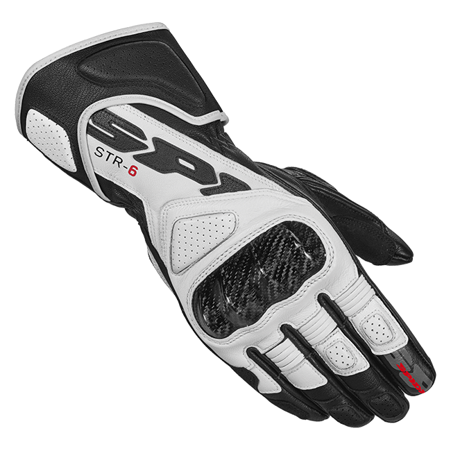 Spidi STR-6 sport motorcycle leather gloves men's black and white
