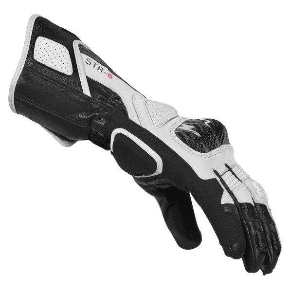 Spidi STR-6 sport motorcycle leather gloves men's black and white
