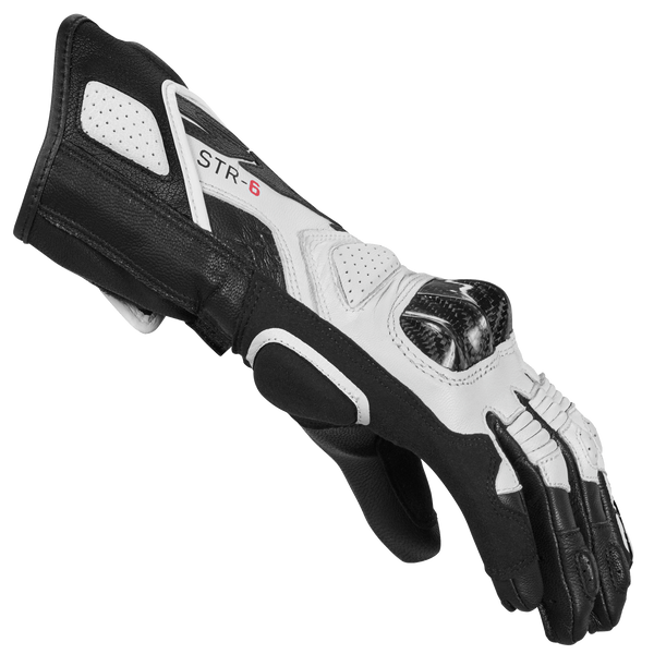 Spidi STR-6 Sport women's motorcycle leather gloves in black and white