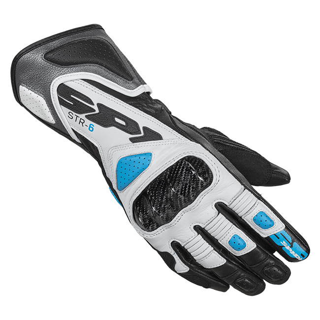 Spidi STR-6 women's motorcycle leather gloves in Grey White Provence colourway
