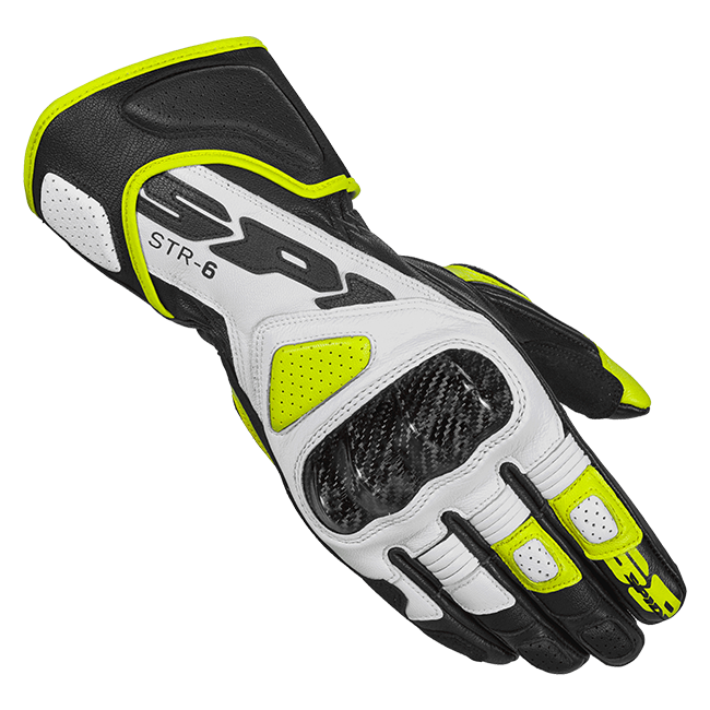 Spidi STR-6 Sport motorcycle leather gloves men's Black Fluo Yellow A221394