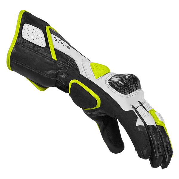 Spidi STR-6 Sport motorcycle leather gloves men's Black Fluo Yellow A221394