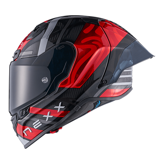 Nexx X.R3R full-face racing helmet in Swirl Carbon Red Silver colourway