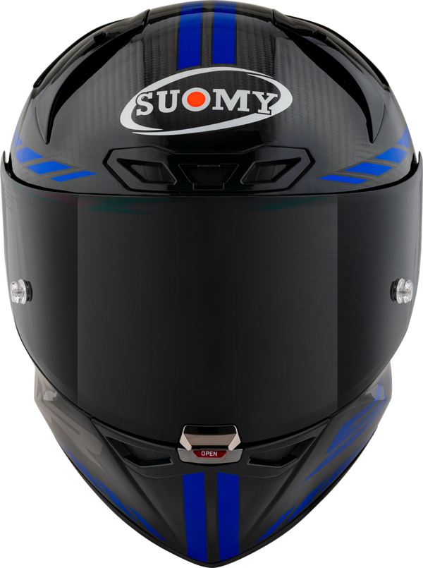 Suomy S1-XR GP full-face racing helmet in Carbon Hypersonic Blue finish