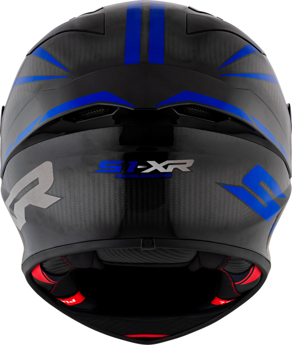 Suomy S1-XR GP full-face racing helmet in Carbon Hypersonic Blue finish