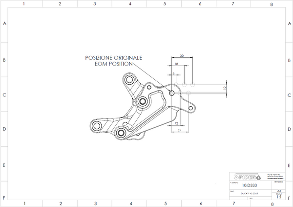 Spider Racing rearset assembly for Ducati Panigale V2 890 2025-2026, part 10.D333