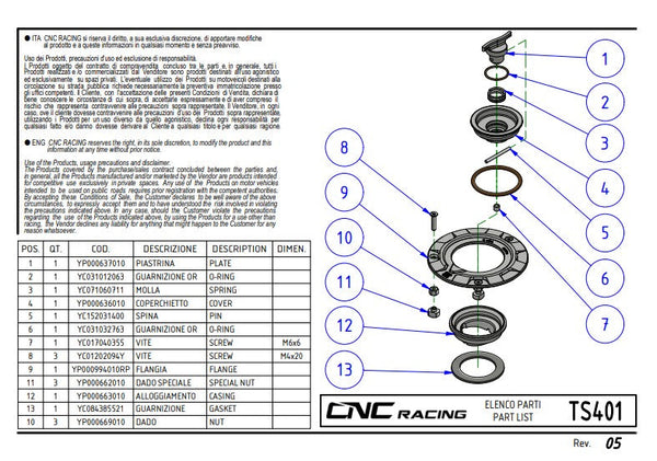 CNC Racing TS401R fuel cap Livery Tricolore anodised aluminium Ducati Panigale V4