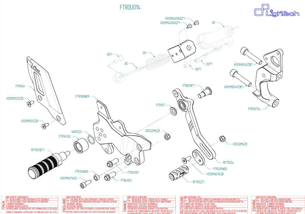 LighTech FTRDU014 track-use rearsets GP-shift for Ducati Panigale 899 2013–2016