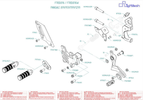 LighTech FTRDU016/W GP-Shift rearset kit for Ducati Panigale 899 2013–2016