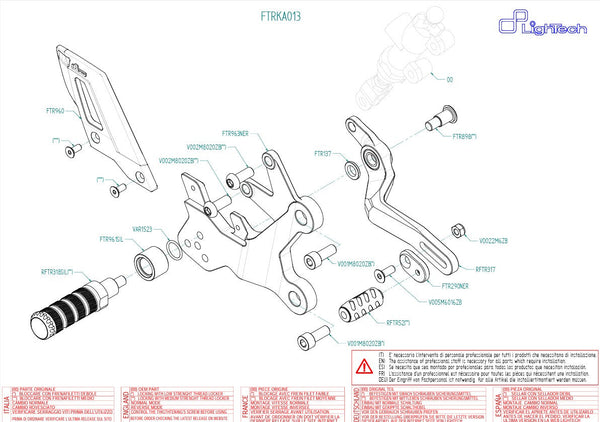 LighTech FTRKA013 CNC aluminium track-use rearsets for Kawasaki Ninja 400 2018-2023