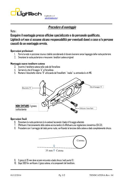 LighTech TEAP001 chain tensioner for Aprilia RSV4 in anodised aluminium
