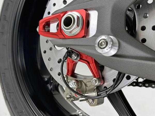 Motocorse chain tensioner slider kit with Brembo P2-24 caliper bracket for Ducati Panigale V4 2025-2026