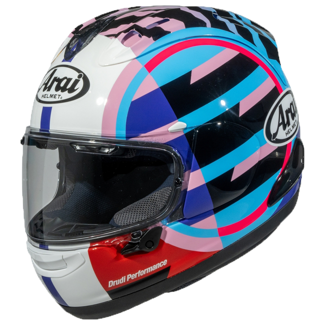 Arai RX-7V Evo full-face helmet in Spectre Cyan colourway
