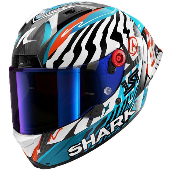 Shark Aeron GP FIM 2 Racing full-face helmet in Speed-Fancy DWB white blue black