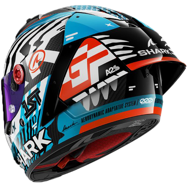 Shark Aeron GP FIM 2 Racing full-face helmet in Speed-Fancy DWB white blue black