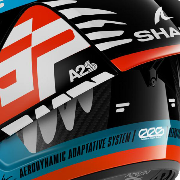 Shark Aeron GP FIM 2 Racing full-face helmet in Speed-Fancy DWB white blue black