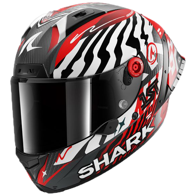 Shark Aeron GP racing helmet in Speed-Fancy DWR matte white and red colourway
